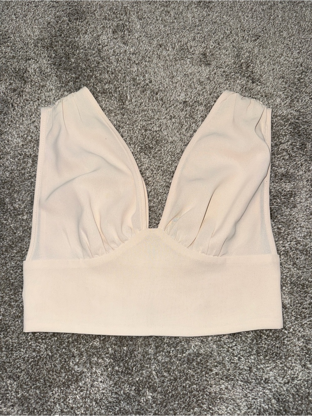 SHEIN Apricot Deep V-Neck Crop Top Ruched Zip-Back Tank XS